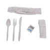 Cutlery Kit 6pc White Fork, Knife, Teaspoon, Salt & Pepper, Napkin 15 X 17 (Medium)